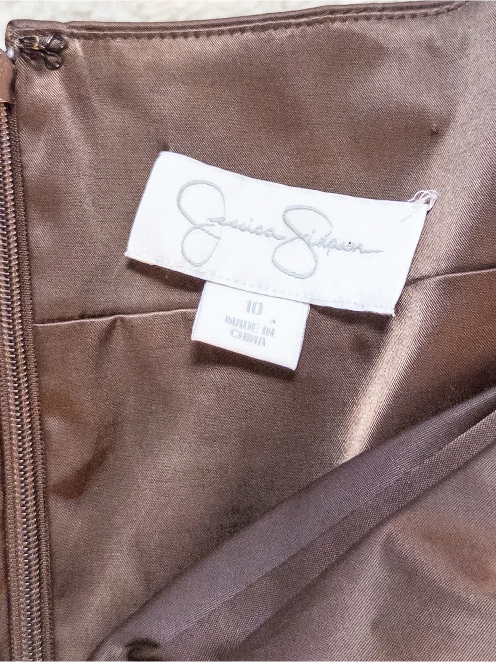 Vintage Y2K Jessica Simpson Brown Satin Cocktail Dress Size 10